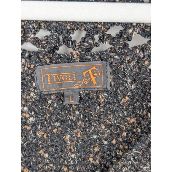 Tivoli Whimsigoth Crochet Chunky Knit Wool Sweater Size L Black Grunge Witchy - Picture 5 of 8